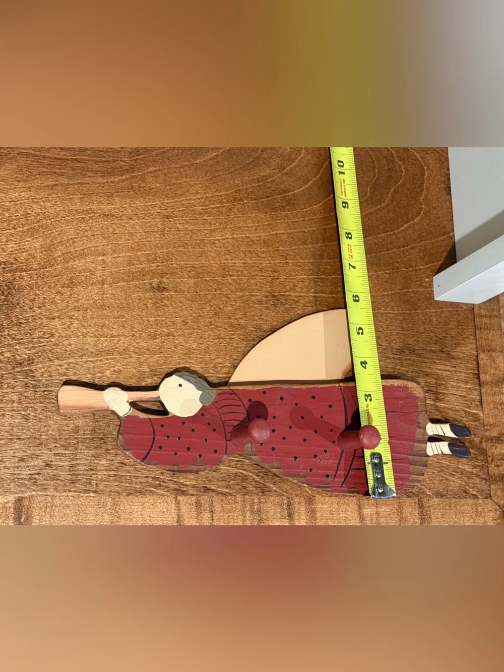 Vintage Wooden Angel Folk Art Wall Decor With Pegs